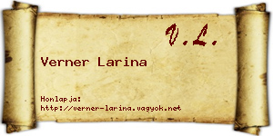 Verner Larina névjegykártya